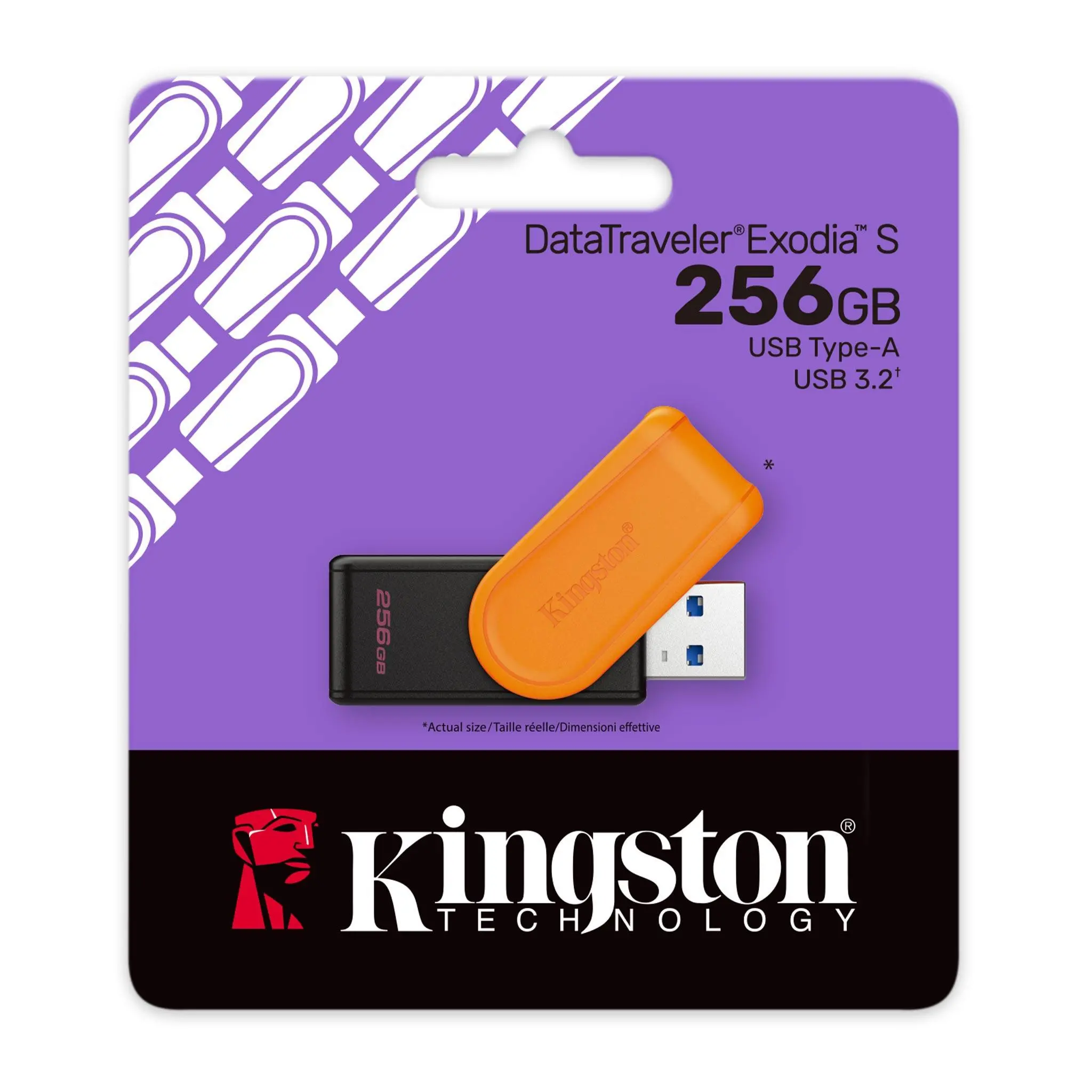 Kingston  256GB Portable USB 3.2 Gen 1 DataTraveler Exodia S (Black/Orange) - image 2
