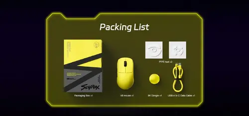 Scyrox професионална геймърска мишка V8 Yellow - Wireless Gaming Mouse - 8K Polling Rate - image 13