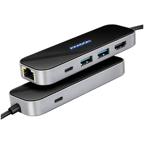 AXAGON HMC-6GLN 2x USB-A 5Gbps, 1x USB-C 5Gbps, 4K/60Hz HDMI, RJ-45, USB 3.2 Gen 1 hub, PD 100W, 20cm USB-C cable - image 1