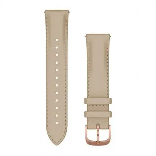 Garmin Бързоосвобождаваща се каишка - Light Sand Italian Leather с 18K Rose Gold PVD (20 мм) 010-12924-21