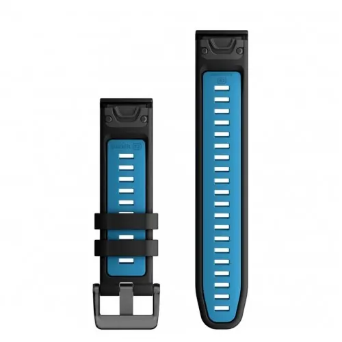 Garmin QuickFit® 26 Black/Cirrus Blue силиконова каишка (Fenix 7x Pro) 010-13281-05 - image 1