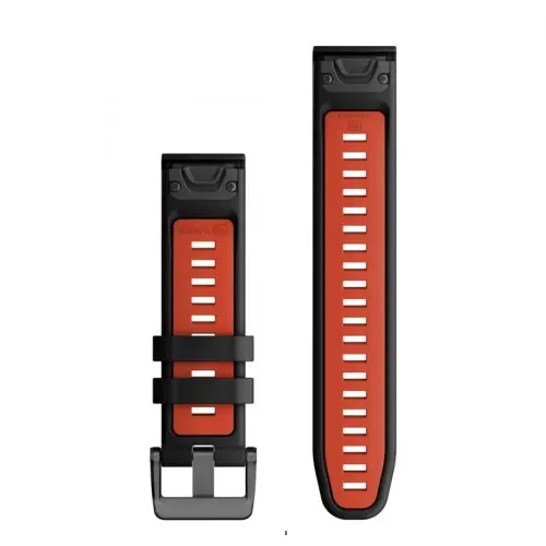Garmin QuickFit® 26 Black/Flame Red силиконова каишка (Fenix 7x Pro) 010-13281-06 - image 1