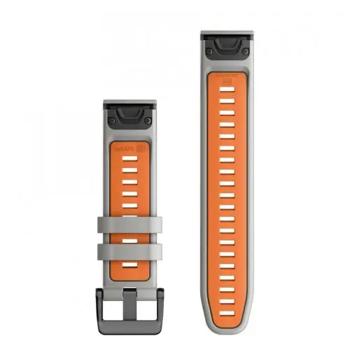 Garmin QuickFit® 26 Fog Grey/Ember Orange силиконова каишка (Fenix 7x Pro) 010-13281-02 - image 1