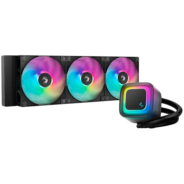 DeepCool LE360 V2, 360mm CPU Liquid Cooler, 3x120mm PWM ARGB Fans, ARGB block, Black, LGA1851/1700/1200/1151/1150/1155, AMD AM5/AM4, R-LE360-BKAMMC-G-2