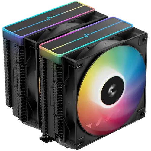 DeepCool AG620 BK ARGB V2, CPU Air Cooler, 2x120mm ARGB PWM Fan, Core Touch Technology 2.0, 6 Heatpipes, LGA1851/1700/1200/115x, AMD AM5/AM4, 129x136x161 mm(LxWxH), 2Y, R-AG620-BKAMMN-GJD