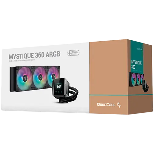 DeepCool MYSTIQUE 360 ARGB, 360mm CPU Liquid Cooler, 2.8" LCD screen, 3x120mm ARGB PWM Fans, Addressable RGB LED, Fluid Dynamic Bearing, Black, Intel LGA1851/1700/1200/1151/1150/1155, AMD AM5/AM4, R-LX750-BKADSNC-G-1 - image 4