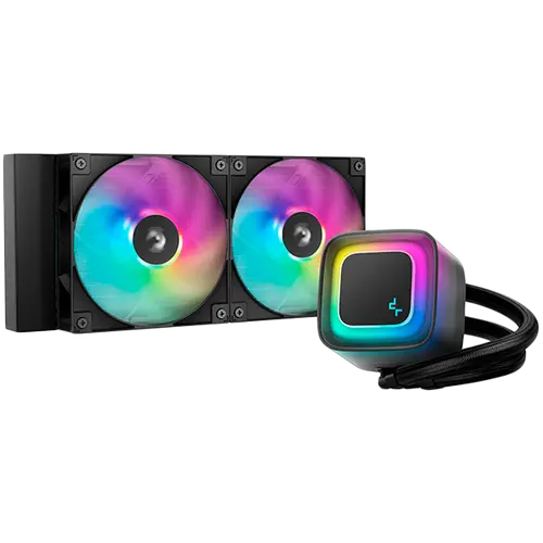 DeepCool LE240 V2, 240mm CPU Liquid Cooler, 2x120mm PWM ARGB Fans, ARGB block, Black, LGA1851/1700/1200/1151/1150/1155, AMD AM5/AM4, R-LE240-BKAMMC-G-2