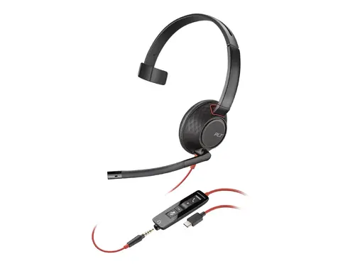 HP Poly Blackwire 5210 Monaural USB-C Headset +3.5mm Plug +USB-C/A Adapter - image 1