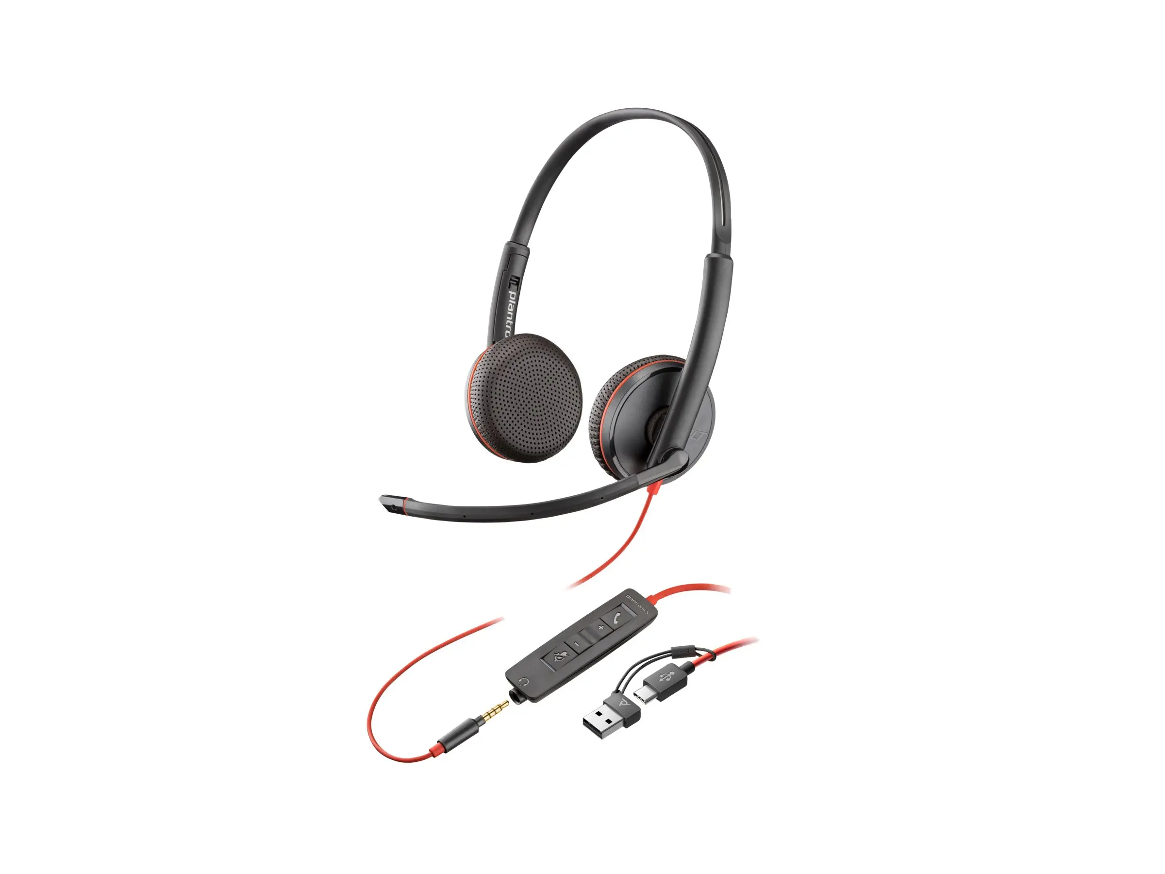 HP Poly Blackwire 3225 Stereo USB-C Headset +3.5mm Plug +USB-C/A Adapter - image 1