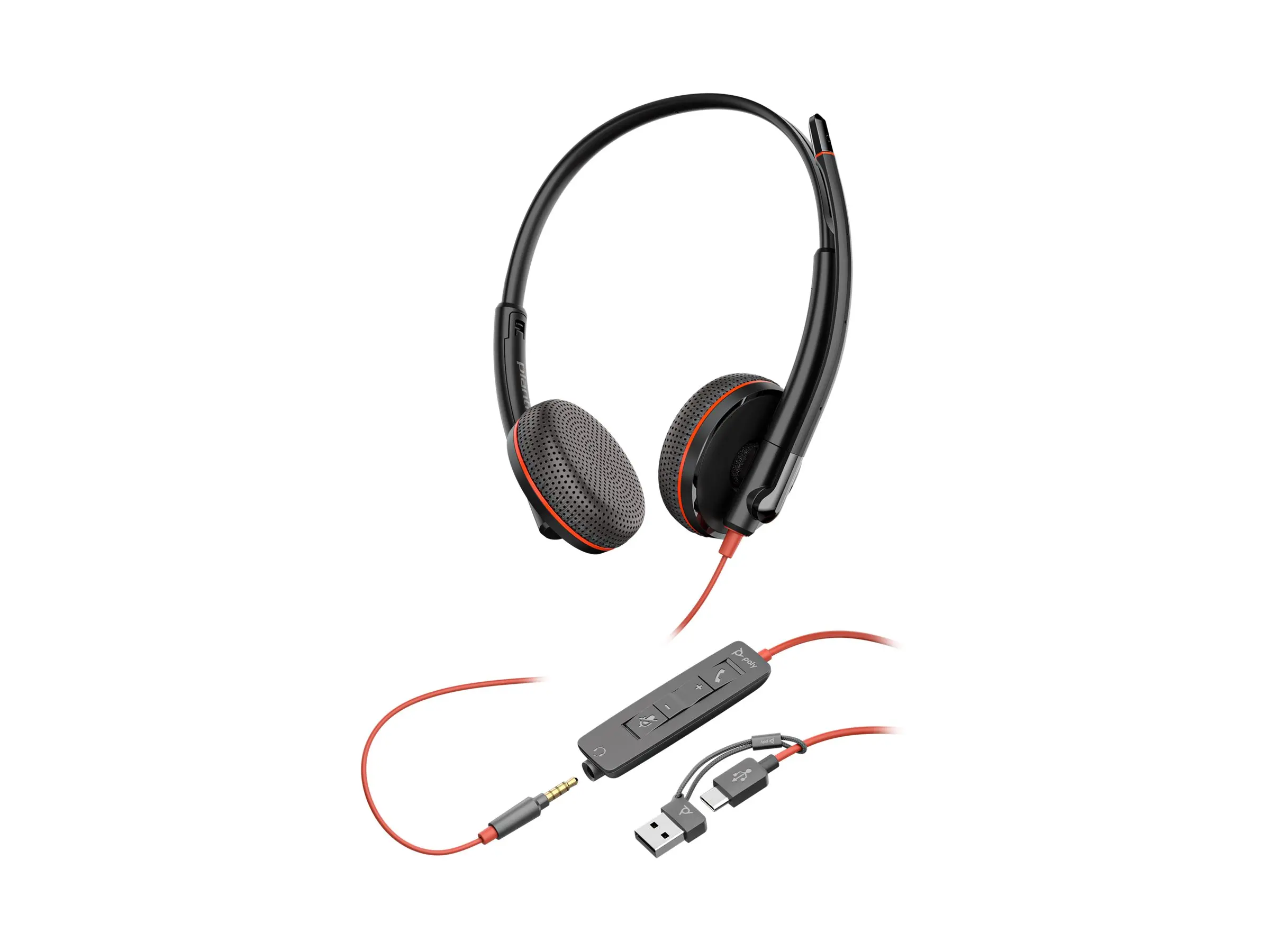 HP Poly Blackwire 3225 Stereo USB-C Headset +3.5mm Plug +USB-C/A Adapter - image 12