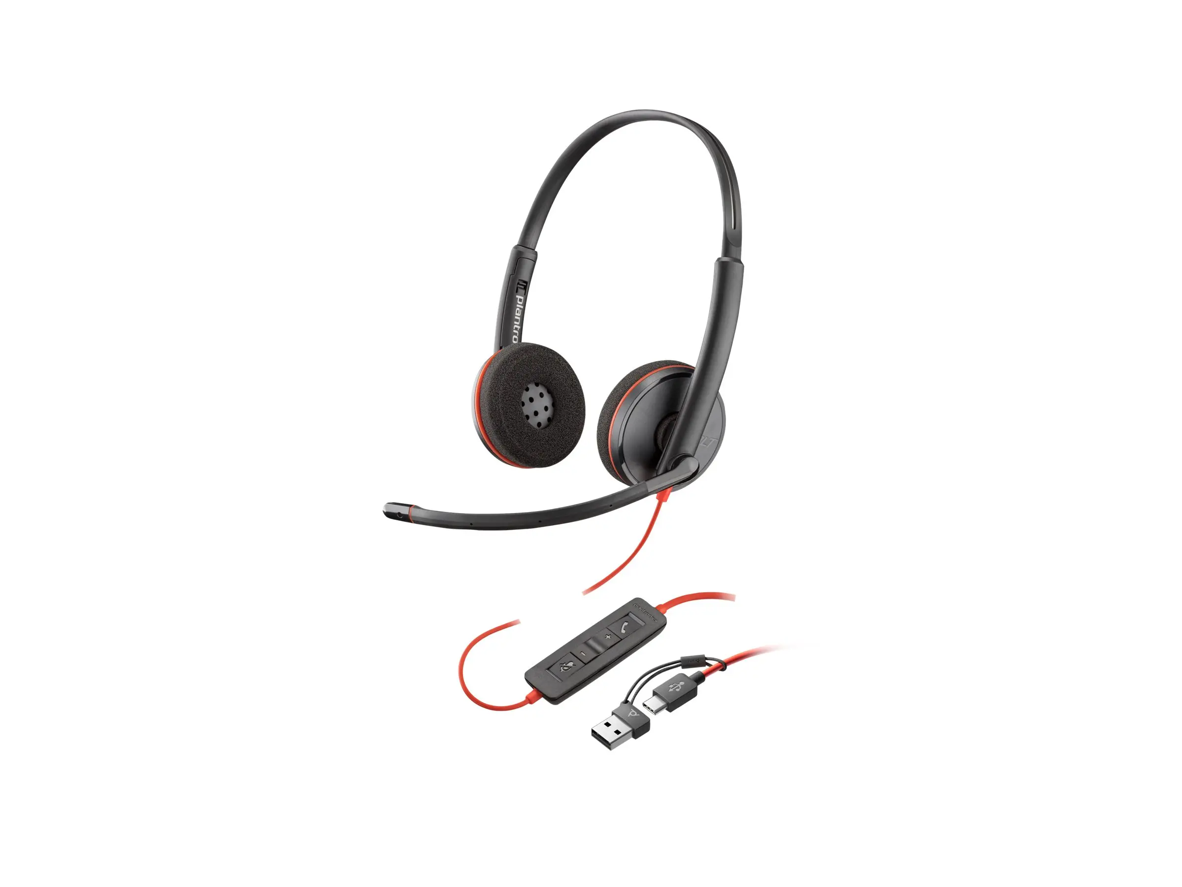 HP Poly Blackwire 3225 Stereo USB-C Headset +3.5mm Plug +USB-C/A Adapter - image 2