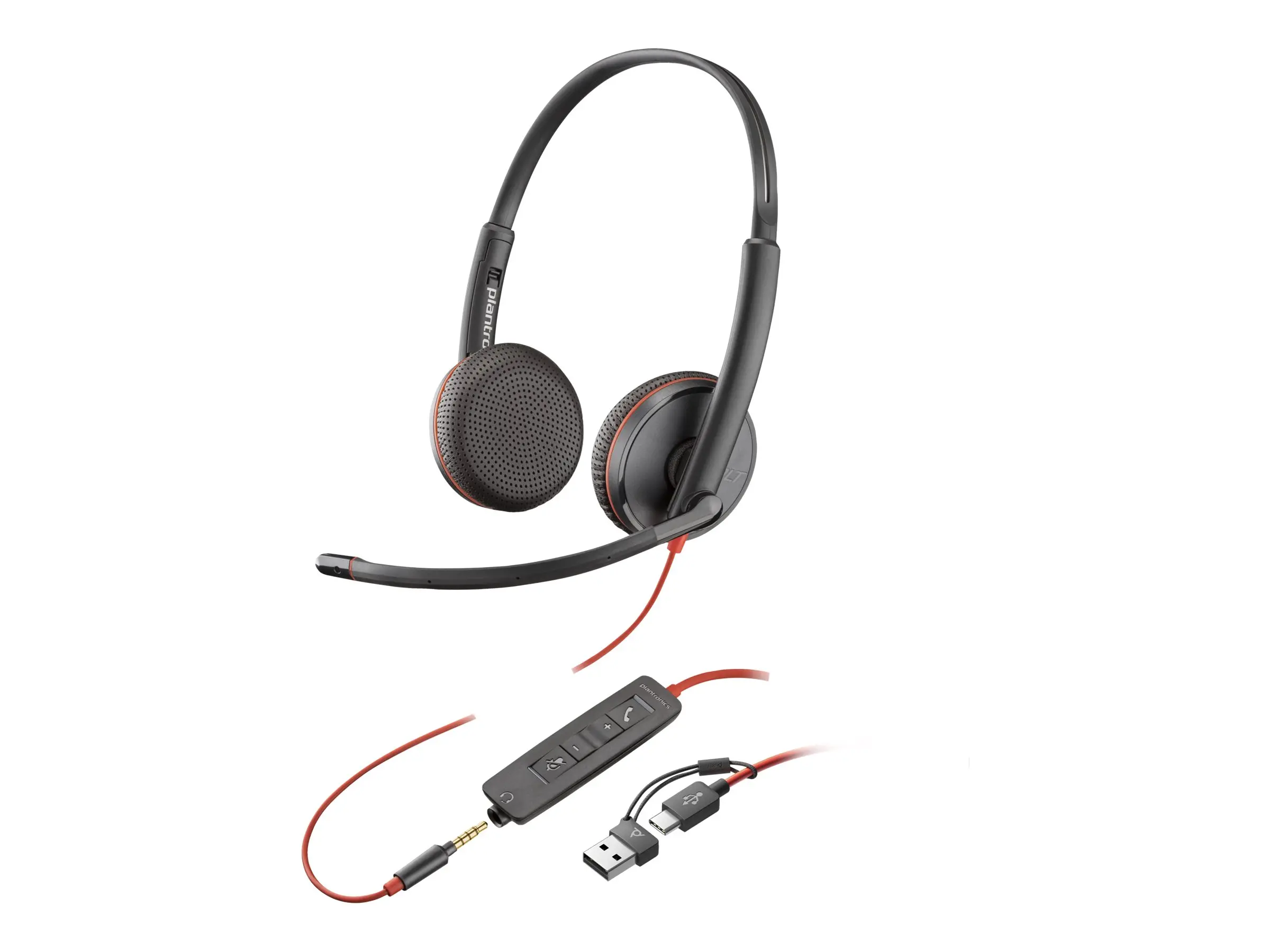 HP Poly Blackwire 3225 Stereo USB-C Headset +3.5mm Plug +USB-C/A Adapter - image 3