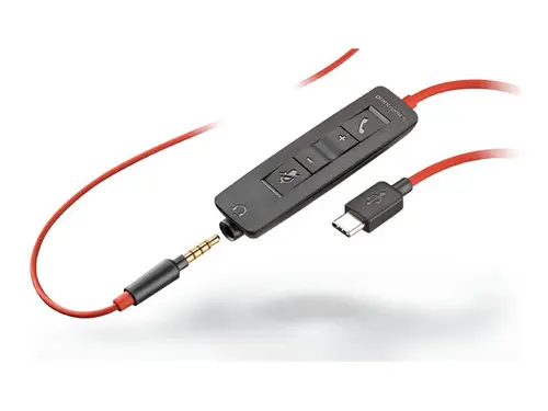 HP Poly Blackwire 3225 Stereo USB-C Headset +3.5mm Plug +USB-C/A Adapter