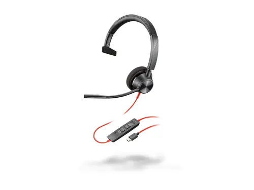 HP Poly Blackwire 3310 Monaural USB-C Headset +USB-C/A Adapter - 3