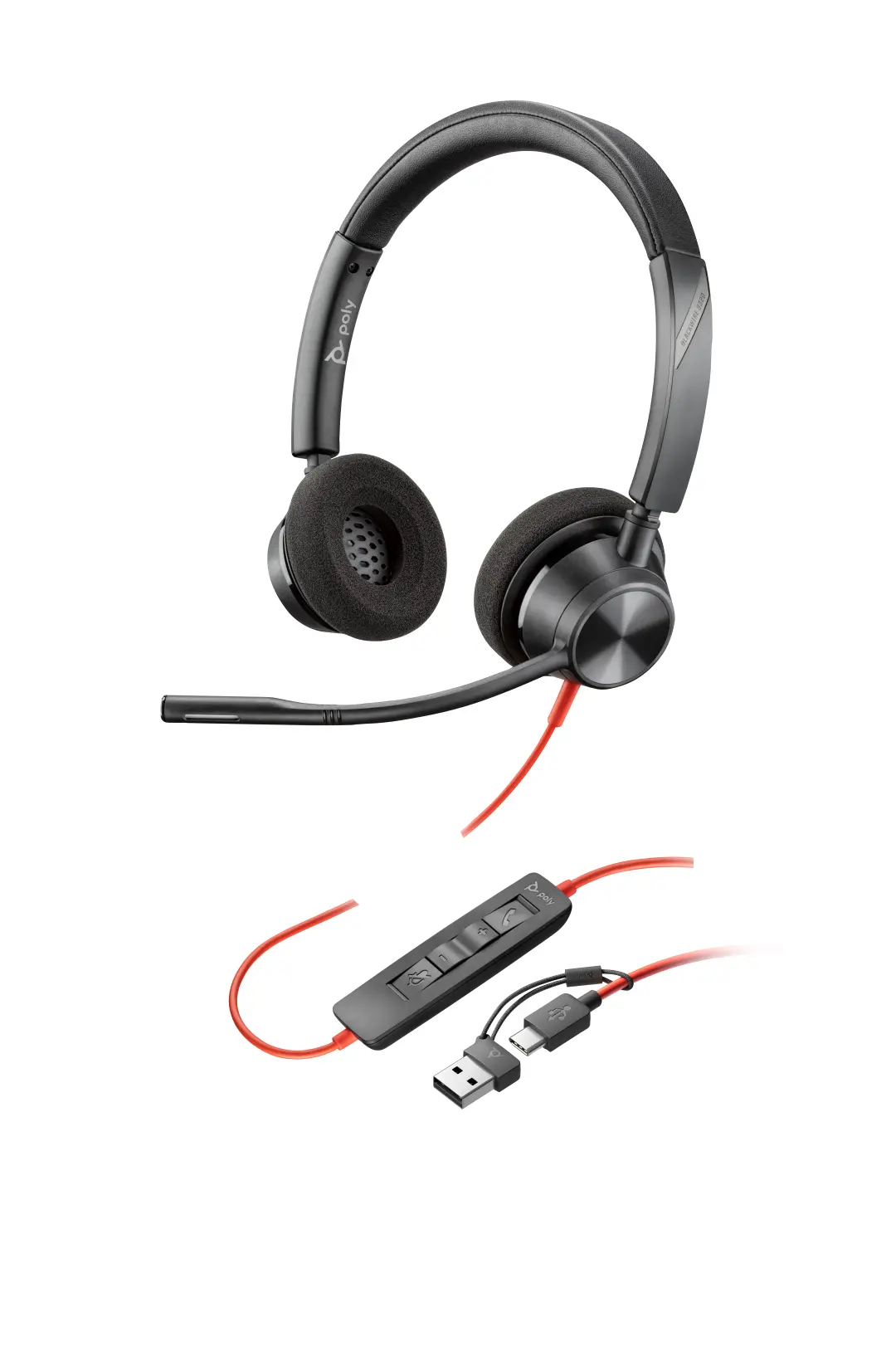 HP Poly Blackwire 3320 Stereo USB-C Headset +USB-C/A Adapter