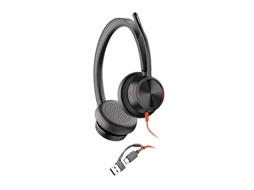 HP Poly Blackwire 8225 Stereo USB-C Headset +USB-C/A Adapter - 6