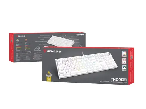 Клавиатура, Genesis Mechanical Gaming Keyboard Thor 404 White RGB Backlight Gateron Peach Silent, US Layout - image 8