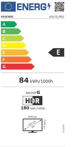 Телевизор, Hisense 65"U7Q Pro, 4K Ultra HD 3840x2160, ULED, FALD, Quantum Dot, 165Hz, IPS, HDR 10+, HLG, Dolby Vision IQ, Dolby Atmos, Smart TV, WiFi 5GHz, WiFi Direct, BT, Anyview Cast,light sensor,Solar Powered Remote, 4xHDMI, 2xUSB, LAN, CI+, DVB-T2/C/S2, Black - image 3