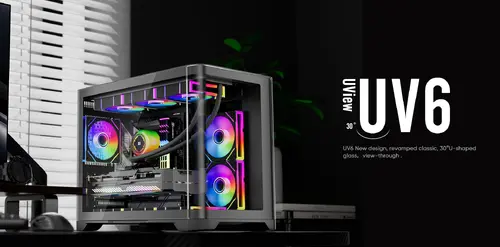 1stPlayer кутия Case mATX - UV6 Black - image 6