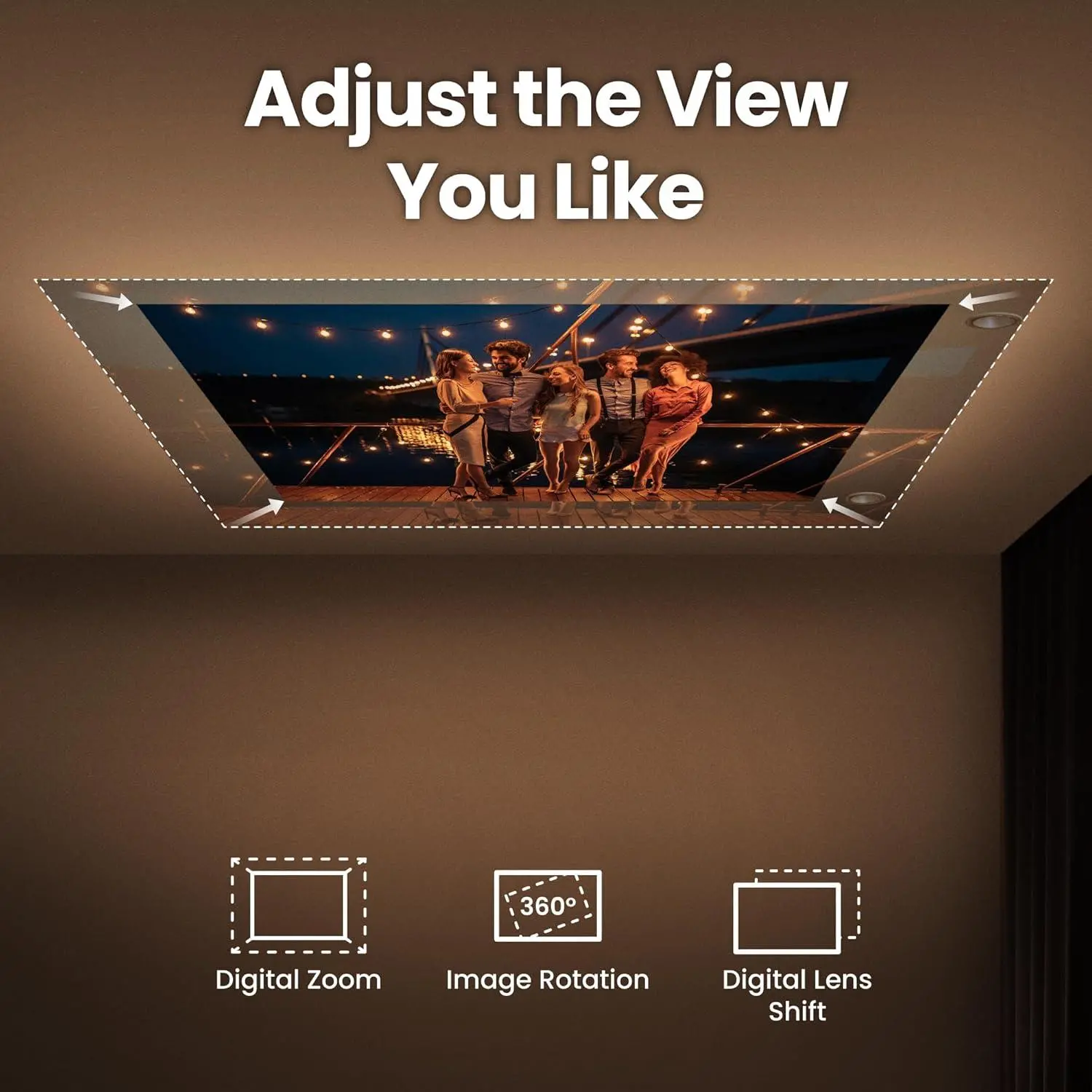 Мултимедиен проектор, BenQ GV50 Laser Portable Projector, 1080p (1920x1080), 100K:1, 500 ANSI Lumens, 1.2X, Auto Keystone, HDMI (ARC 5.1 channel), USB-C (w/DP PD), USB, BT 5.0, 2x4W Speakers + 10W Woofer, Google TV, SmartRemote App, WiFi, 2.1kg, White - image 2