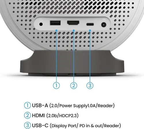 Мултимедиен проектор, BenQ GV50 Laser Portable Projector, 1080p (1920x1080), 100K:1, 500 ANSI Lumens, 1.2X, Auto Keystone, HDMI (ARC 5.1 channel), USB-C (w/DP PD), USB, BT 5.0,  2x4W Speakers + 10W Woofer, Google TV, SmartRemote App, WiFi, 2.1kg, White - image 4