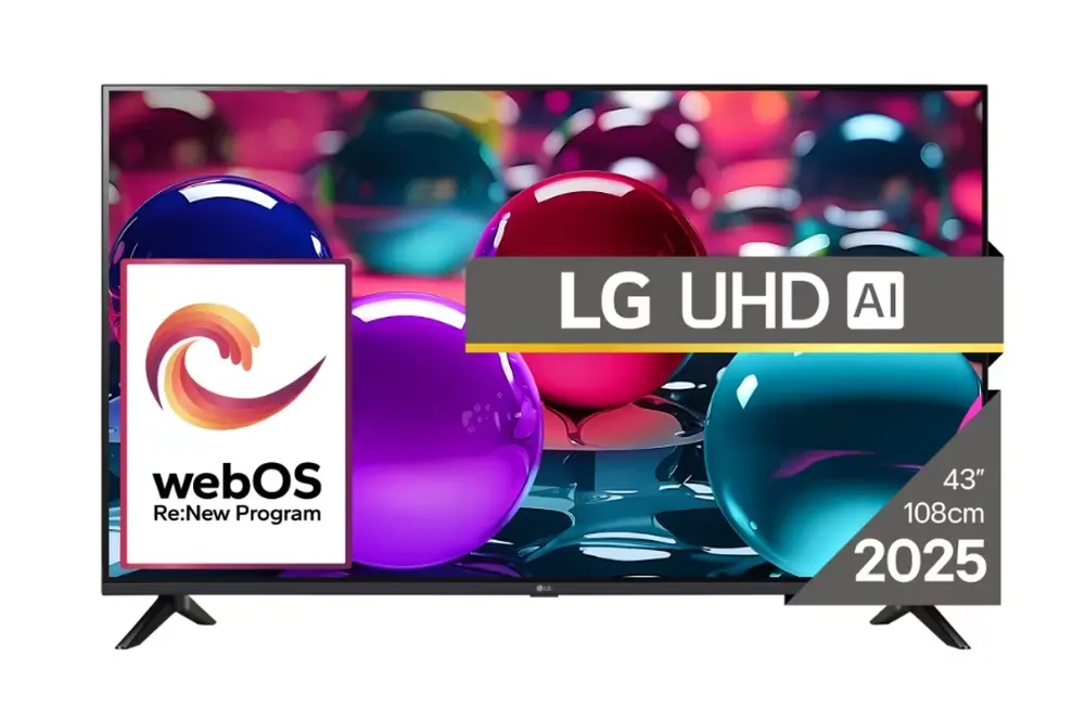 Телевизор, LG 43UA73003LA, 43" 4K UltraHD TV 4K (3840x2160), DVB-T2/C/S2, webOS 25 Smart, ThinQ AI, Alpha 7 AI Processor, WiFi, HDR10 pro, HLG, ALLM/HGiG, 4K Upscaling, AI Sound pro, Multiple View, HDMI eARC, LAN, USB, Bluetooth, Google Cast, 2 Pole Stand, Black