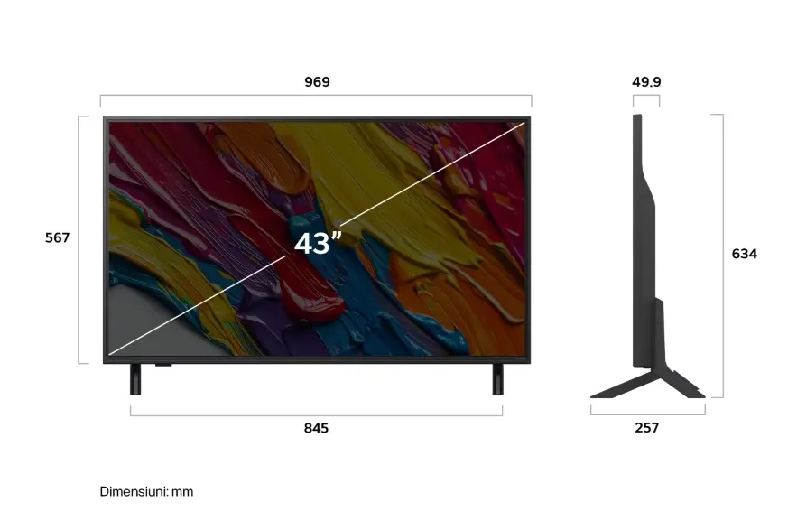 Телевизор, LG 43QNED82A3B, 43" 4K QNED HDR Smart TV, 3840x2160, DVB-T2/C/S2, Alpha 7 AI Processor, HDR10 / HLG, webOS 25 ThinQ, VRR / ALLM / HGiG, 4K Upscaling, WiFi 5, Voice Controll, Bluetooth 5, AirPlay 2, LAN, CI, HDMI, SPDIF, Google Cast, 2 pole Stand - image 2