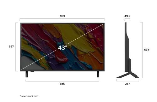 Телевизор, LG 43QNED82A3B, 43" 4K QNED HDR Smart TV, 3840x2160, DVB-T2/C/S2, Alpha 7 AI Processor, HDR10 / HLG, webOS 25 ThinQ, VRR / ALLM / HGiG, 4K Upscaling, WiFi 5, Voice Controll, Bluetooth 5, AirPlay 2, LAN, CI, HDMI, SPDIF, Google Cast, 2 pole Stand - image 2