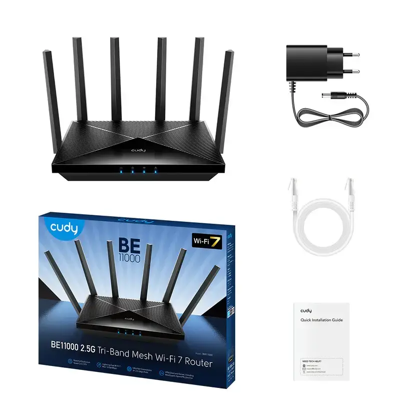 Безжичен рутер Cudy WR6500H, BE6500 двубандов Wi-Fi 7, 1x2.5Gbps WAN порт,4x10/100/1000, 6x5dBi антени - image 2