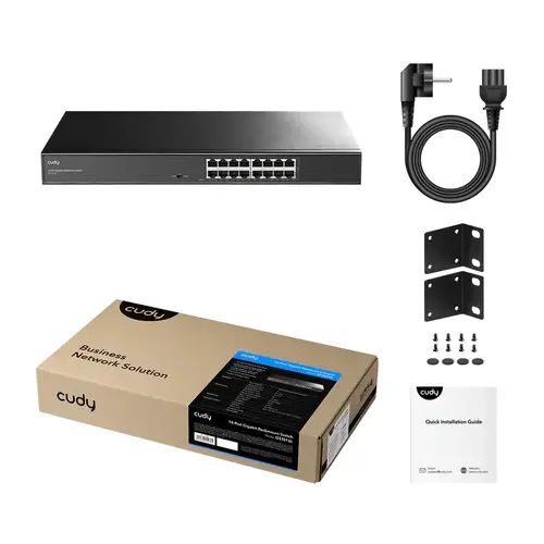 Суич  Cudy GS1016L, 16x порта, 10/100/1000, метален, за 19" шкаф - image 1