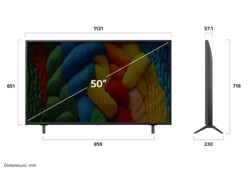 Телевизор, LG 50NANO80A3B, 50" 4K HDR Smart Nano Cell TV, 3840x2160, DVB-T2/C/S2, AI Alpha 7, HDR 10 PRO, webOS 25, ThinQ AI, VRR, ALLM, HGiG, WiFi, Clear Voice, AI Upscaling, Bluetooth, Hdmi e-ARC , CI, LAN, AirPlay2, Chromecast, 2 Pole stand, Black - image 2