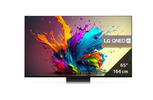 Телевизор, LG 65QNED91T3A, 65" 4K HDR Smart QNED TV MiniLED, 3840x2160, 120Hz, DVB-T2/C/S2, AI Alpha 8, HDR 10 PRO, webOS 24, ThinQ AI, WiFi, FreeSync Compatible, VRR, AI Upscaling, AI Sound Pro (Virtual 9.1.2 Up-mix), Bluetooth, Hdmi, Multi View, LAN, AirPlay2, Do - image 1