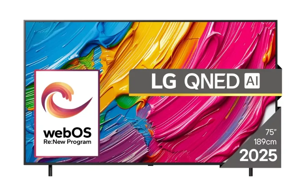 Телевизор, LG 75QNED80A3A, 75" 4K QNED HDR Smart TV, 3840x2160, DVB-T2/C/S2, Alpha 7 AI Processor, HDR10 / HLG, webOS 25 ThinQ, VRR / ALLM / HGiG, 4K Upscaling, WiFi 5, Voice Controll, Bluetooth 5.1, AirPlay 2, LAN, CI, HDMI, SPDIF, Google Cast, 2 pole Stand