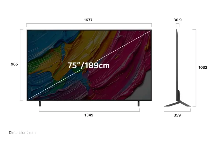 Телевизор, LG 75QNED80A3A, 75" 4K QNED HDR Smart TV, 3840x2160, DVB-T2/C/S2, Alpha 7 AI Processor, HDR10 / HLG, webOS 25 ThinQ, VRR / ALLM / HGiG, 4K Upscaling, WiFi 5, Voice Controll, Bluetooth 5.1, AirPlay 2, LAN, CI, HDMI, SPDIF, Google Cast, 2 pole Stand - image 2