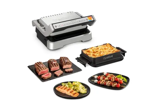 Барбекю, Tefal GC774D30 Optigrill 4In1 Inox, (Grill, Bbq, Oven, Complete Meal), 600Cm2 Cooking Surface, Automatic Cooking Sensor, 9 Automatic Programs, 3 Adjustable Temp., Cooking Level Indicator, Non-Stick Die-Cast Alum. Plates - image 1