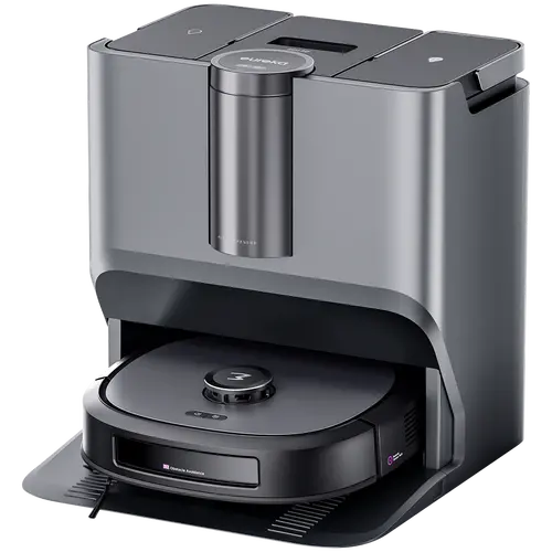 Color: Black, Continuously Mop cleaning with fresh water, Suction pwr: 8000Pa, Dust volume (Robot): 250ml,  Robot Water volume: 240ml, Dust/Bag Volume: 1L,  Station Clean Water tank: 3.5L; Station Dirty Water tank: 3.5L, Noise (standart mode): 65dBA, Battery: 6000mAh, running time: 130min, Auto Detergent Adding: Yes (350 ml),  Station size: 423*444*452.5 mm, climbing abili