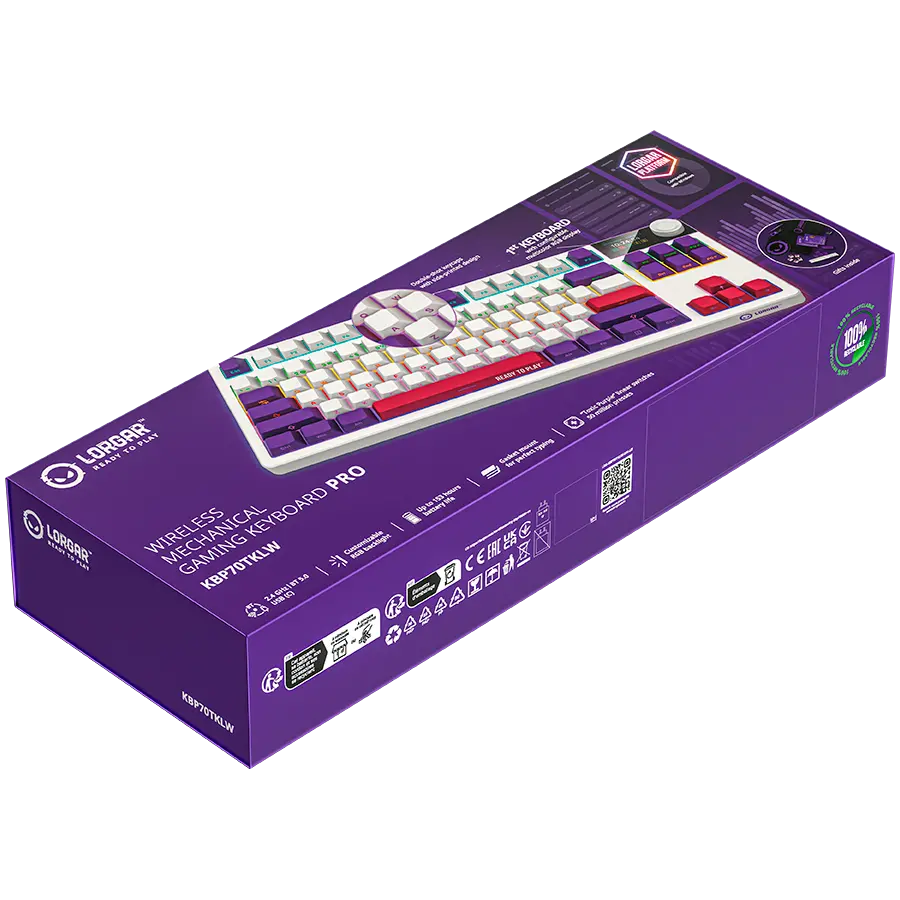 LORGAR KBP70TKLW, Wireless TKL Mechanical Gaming Keyboard Pro, White, EN layout - image 8