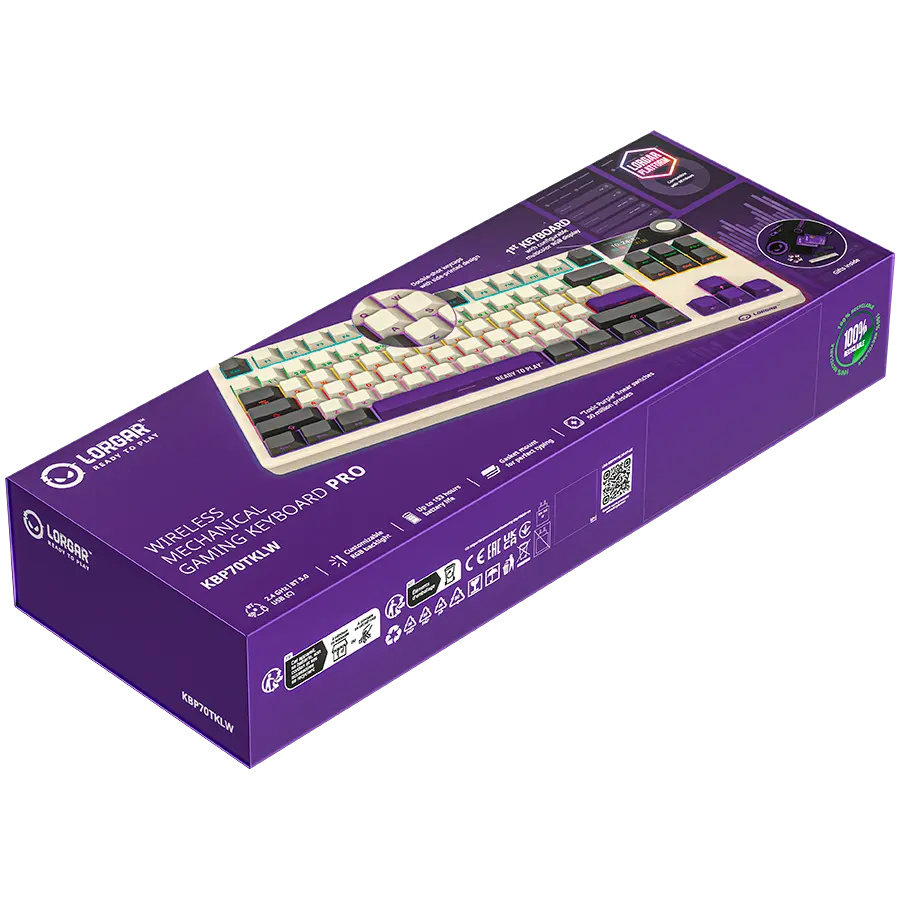 LORGAR KBP70TKLW, Wireless TKL Mechanical Gaming Keyboard Pro, Beige, EN layout - image 8