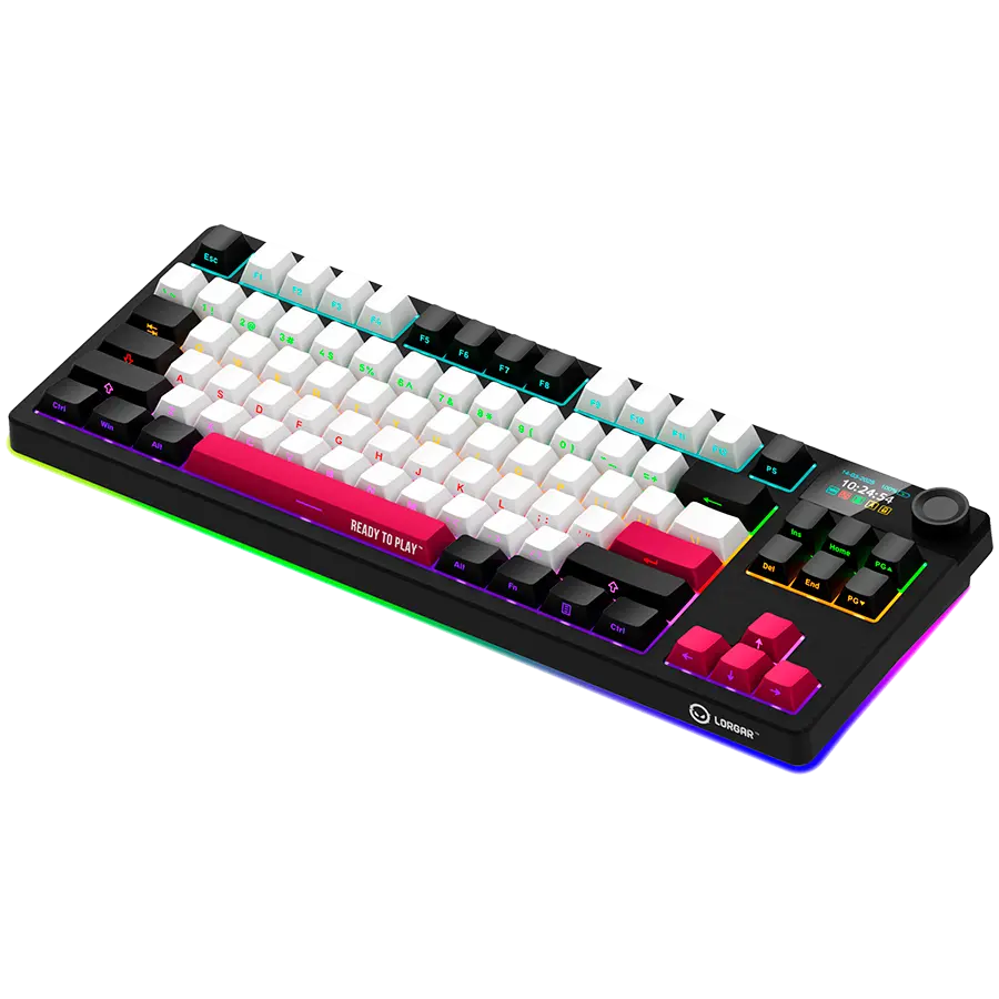LORGAR KBP70TKLW, Wireless TKL Mechanical Gaming Keyboard Pro, Black/red, EN layout - image 1
