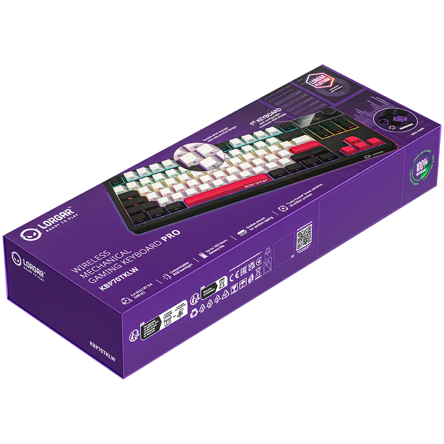 LORGAR KBP70TKLW, Wireless TKL Mechanical Gaming Keyboard Pro, Black/red, EN layout - image 8