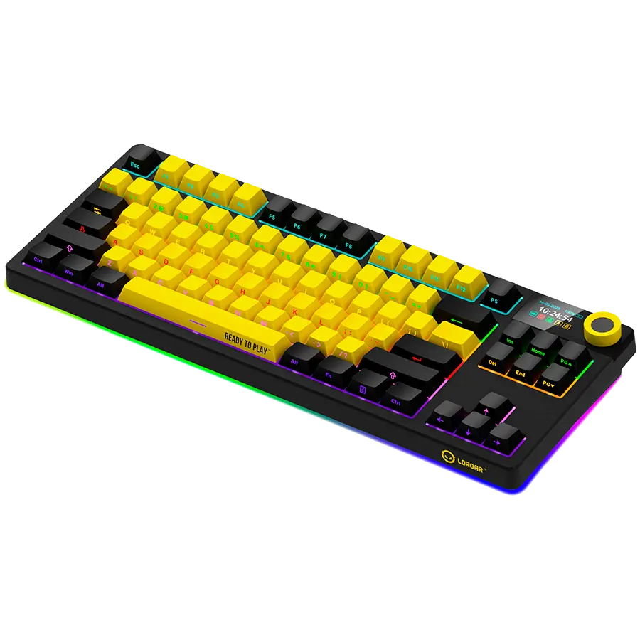 LORGAR KBP70TKLW, Wireless TKL Mechanical Gaming Keyboard Pro, Black/yellow, EN layout - image 1
