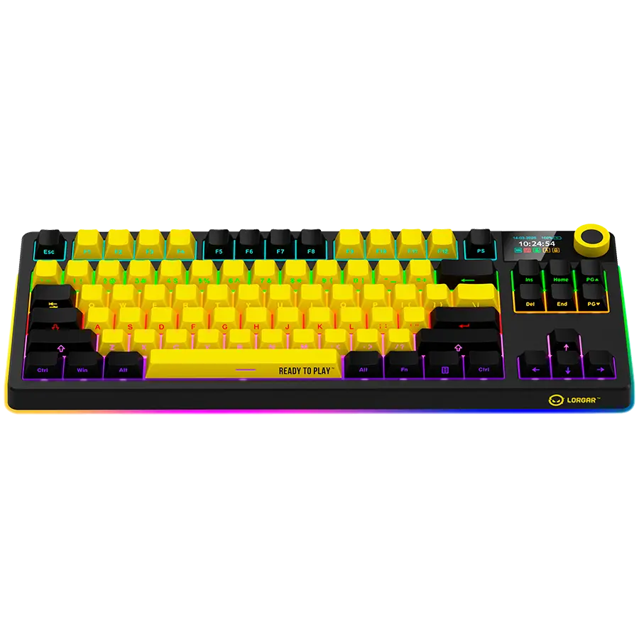LORGAR KBP70TKLW, Wireless TKL Mechanical Gaming Keyboard Pro, Black/yellow, EN layout - image 2