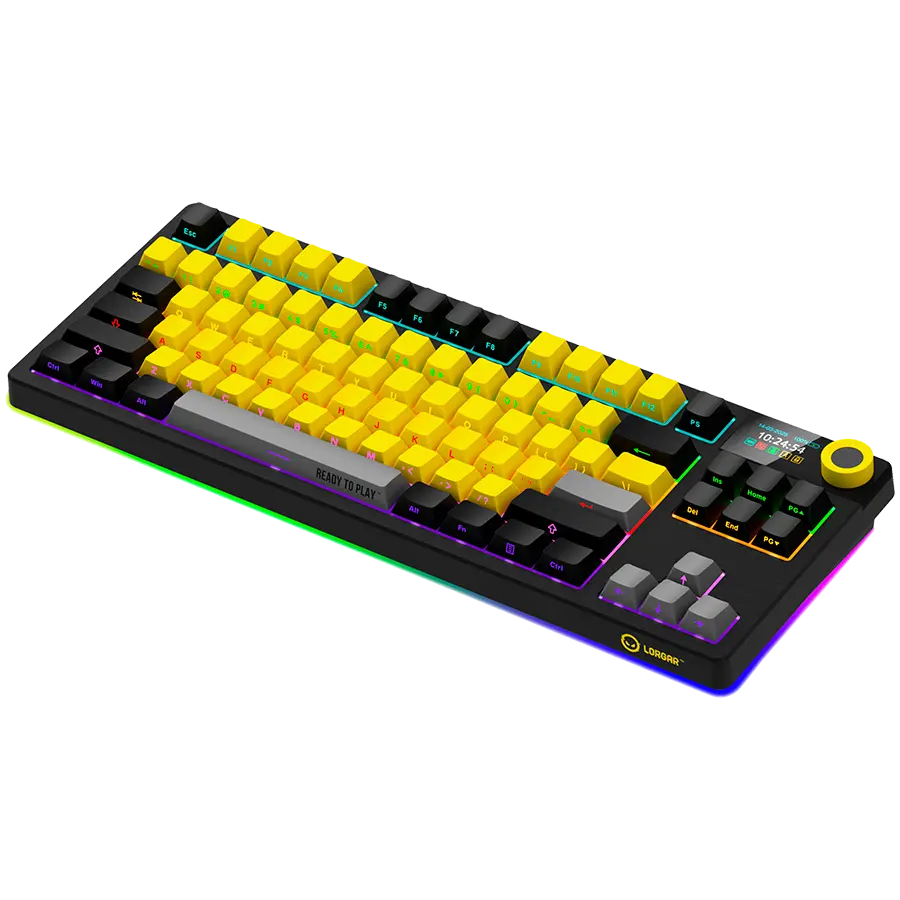 LORGAR KBP70TKLW, Wireless TKL Mechanical Gaming Keyboard Pro, Black/yellow, EN layout - image 6