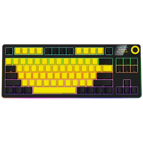 LORGAR KBP70TKLW, Wireless TKL Mechanical Gaming Keyboard Pro, Black/yellow, EN layout