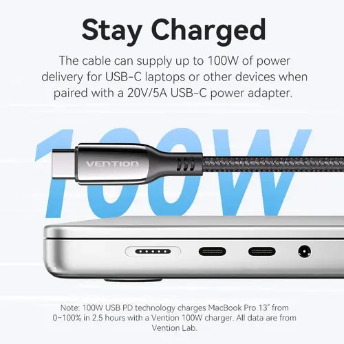 Vention кабел USB2.0 Type-C/Type-C 100W, LED display 2m - CTKBH - image 6