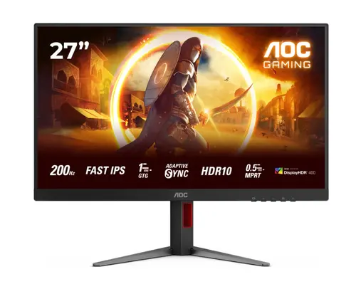 Монитор, AOC 27G4HA, 27" Fast IPS WLED, 1920x1080@200Hz, 1ms GtG, 0.5ms MPRT, 300cd m/2, 1000:1, 80M:1 DCR, Adaptive Sync, FlickerFree, Low Blue Light, 2Wx2, Tilt, Height Adjust, Pivot, Swivel, 2xHDMI, DP