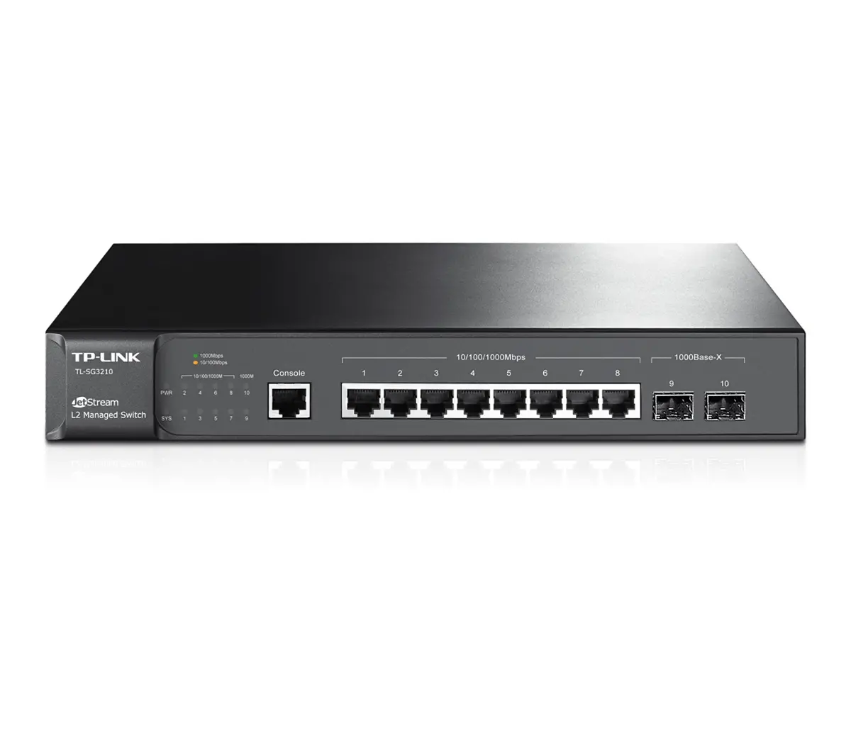 Комутатор TP-Link SG3210, 8-port Gigabit порта + 2 SFP слота, L2, DoS, ACL,