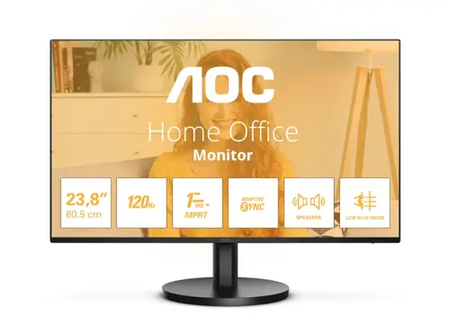 Монитор, AOC 24B3QA2, 23.8" IPS WLED, 1920x1080@120Hz, 4ms GtG, 1ms MPRT, 300cd m/2, 1300:1, 20M:1 DCR, Adaptive Sync, FlickerFree, Anti Blue Light, 2Wx2, Tilt, D-SUB, HDMI, DP - image 8