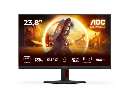 Монитор, AOC Q24G4RE, 23.8" Fast IPS WLED, 2560x1440@180Hz, 1ms GtG, 0.5ms MPRT, 300cd m2, 1000:1, 80M:1 DCR, Adaptive Sync, FlickerFree, Low Blue Light, Tilt, HDMI, DP