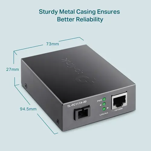 Конвертор TP-LINK FC111A-20, 10/100Mbps RJ45 към 100Mbps SM SC влакно, 20км - image 1